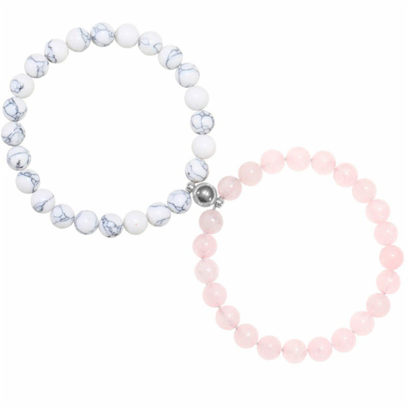 Couple Bracelets Set With Magnetic Buckle Matching Bracelet Simple Geometric Design Ethnic Retro Jewelry Anniversary