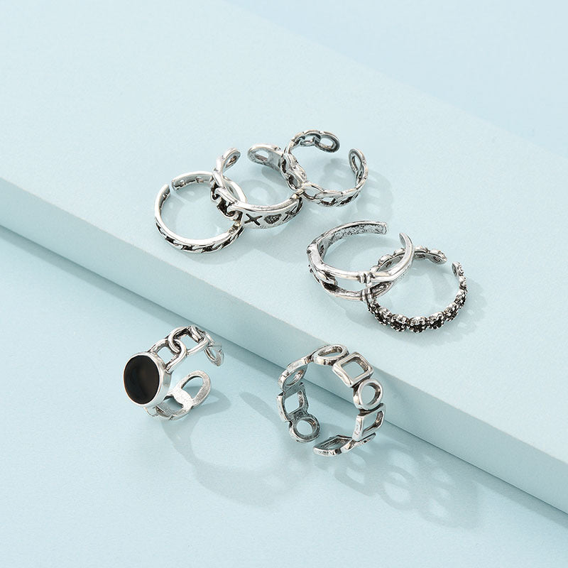Gold Plated Ring Set For Women Geometric Alloy Jewelry Trendy Elegant Rings Collection Beautiful Look Day Wear