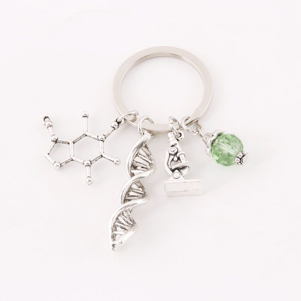 Alloy Keychain Key Ring Plain Design Lab Instrument Decor Biochemical Microscope Flask Accessory Gift For You