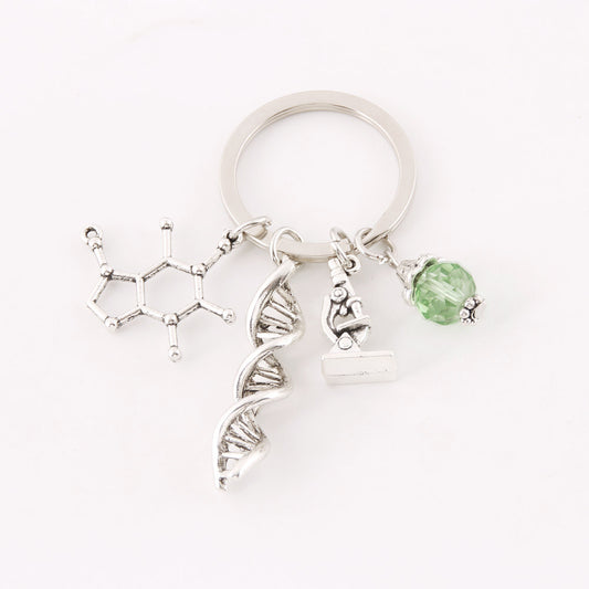 Alloy Keychain Key Ring Plain Design Lab Instrument Decor Biochemical Microscope Flask Accessory Gift For You