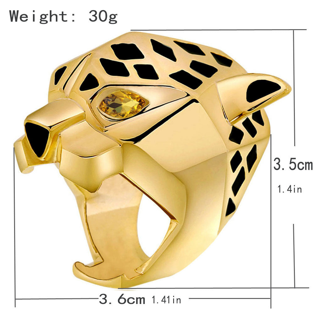Mens Leopard Ring Animal Electroplated Alloy European American Style Jewelry Accessory Fashion Ring Elegant Ring