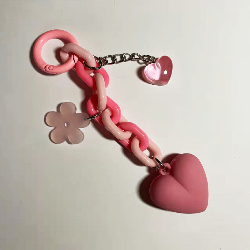 Acrylic Heart Keychain Pendant Peach Accessory Keyring