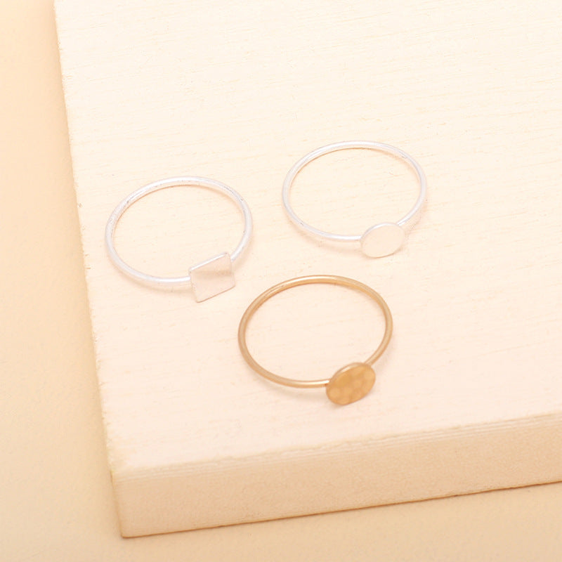 Womens Metal Rings Set Geometric Square Round Stacking Rings Fashion Jewelry Trendy Accessory For Everyday Use