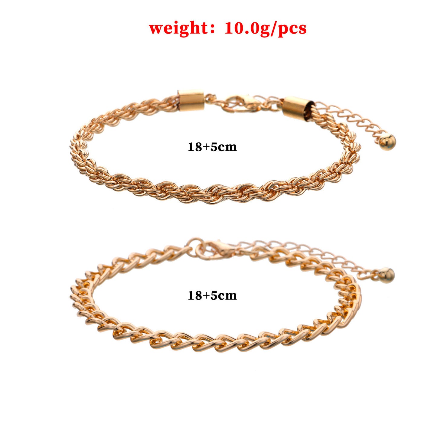 Womens Two Piece Bracelet Set Gold Plated Geometric Twist Rope Design Fashion Alloy Thick Chain Gold Plated X1