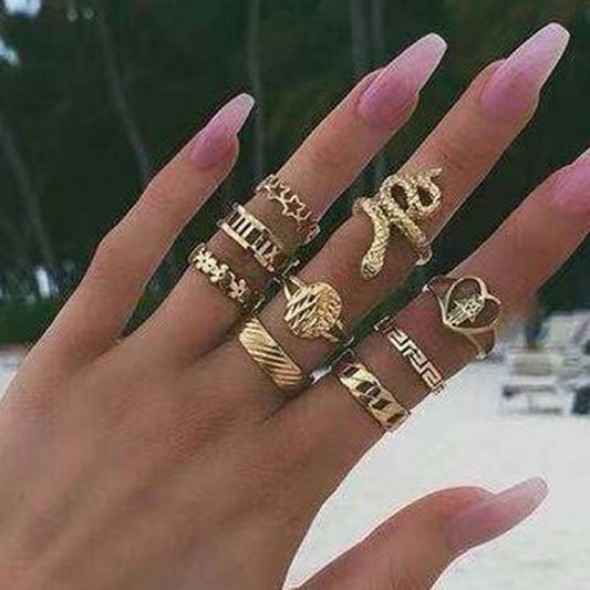 Snake Ring Exaggerated Geometric Alloy Unique Electroplated Fashion Statement Ring Individually Packed One Size