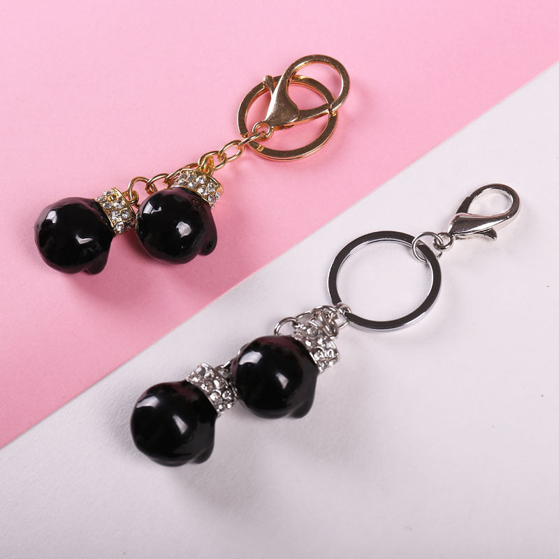 Boxing Gloves Keychain Metal Accessory For Backpacks And Bags Unique Keyring Gift For Women And Girls Sparkles