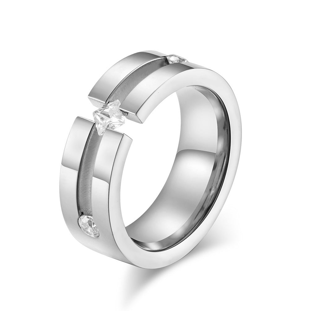 Unisex Titanium Ring Geometric Square Polished Minimalist