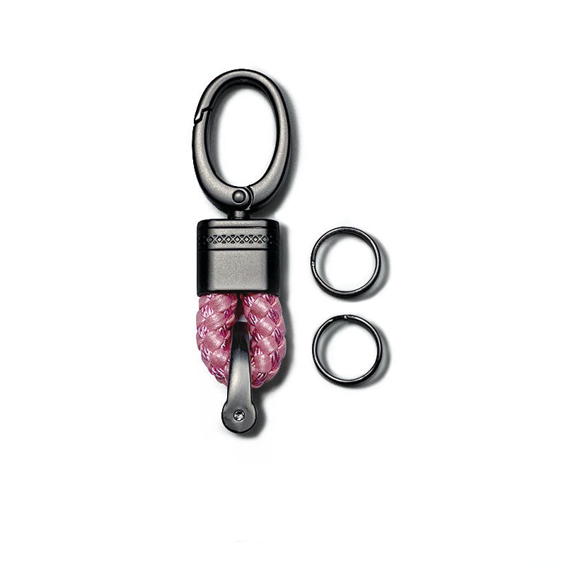 Mens Braided Rope Leather Keychain With Short Ring For Car Keys 8 Cm Length Durable Accessory Black Red Pink Gift