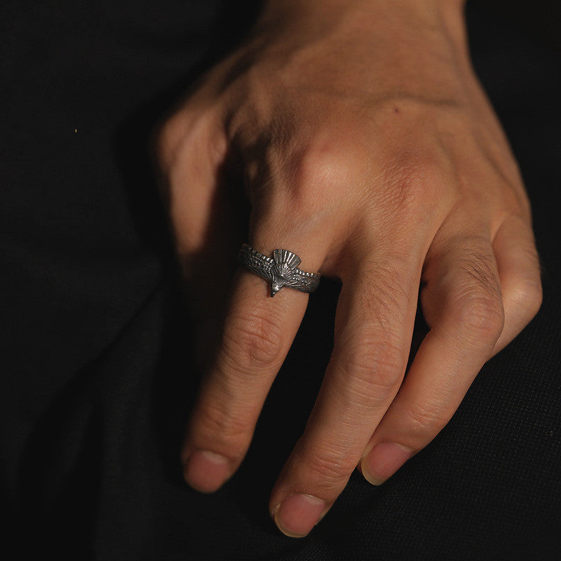 Vintage Eagle Feathered Ring Adjustable Opening Copper Ring Electroplated Fashion Jewelry High Quality Designs