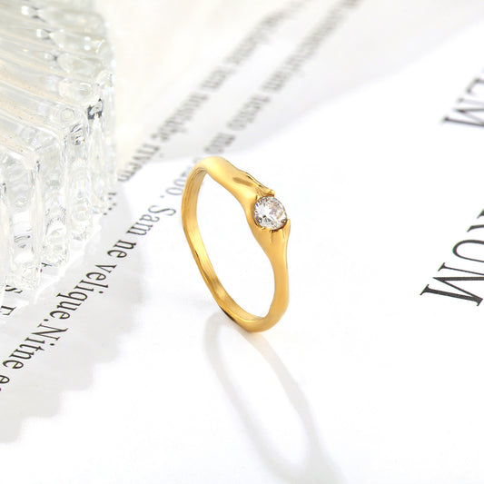 Womens Titanium Steel Ring With Geometric Design Electroplated Durable Fashion Jewelry For Everyday Wear Style