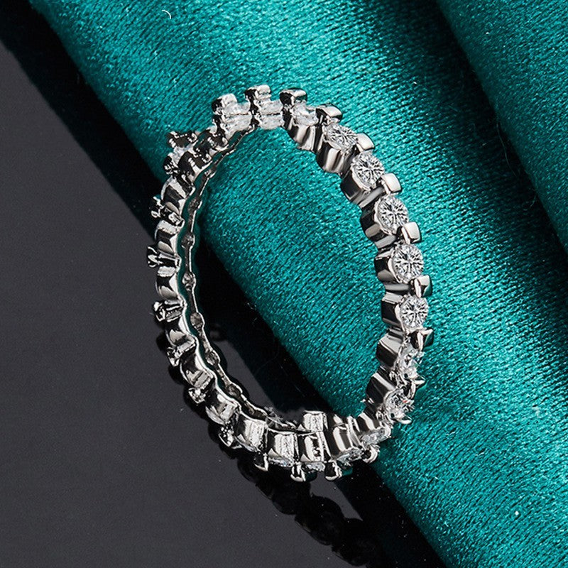 Silver Zircon Ring For Women Elegant Fashion Jewelry Original Design Full Zircon Anniversary Gift For Her Gift