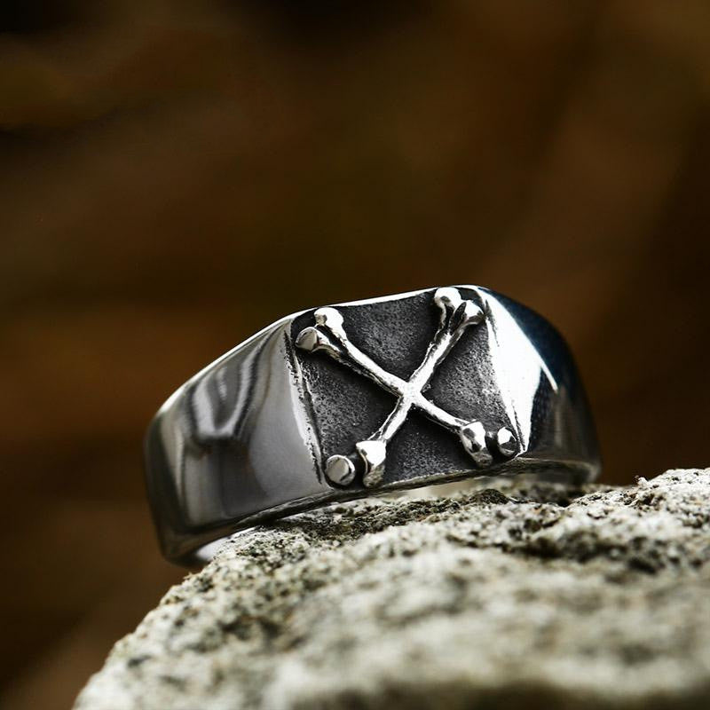 Stainless Steel Bone Design Mens Ring Titanium Steel Geometric Band Jewelry Unisex Modern Ring Accessory Style