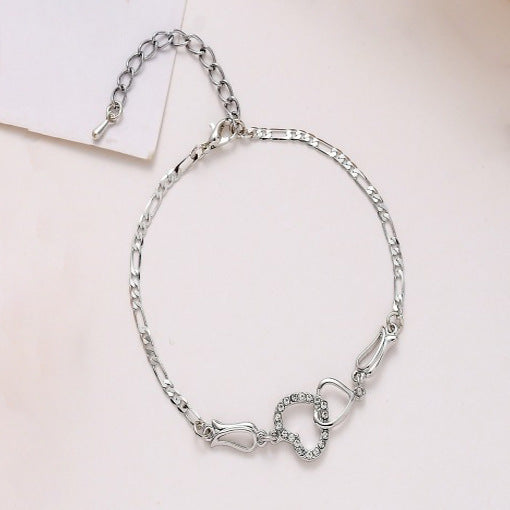 Gold Bracelet Double Heart Elegant Alloy Fashion Jewelry Trendy Design Bracelet Perfect Gift For Her And Girls