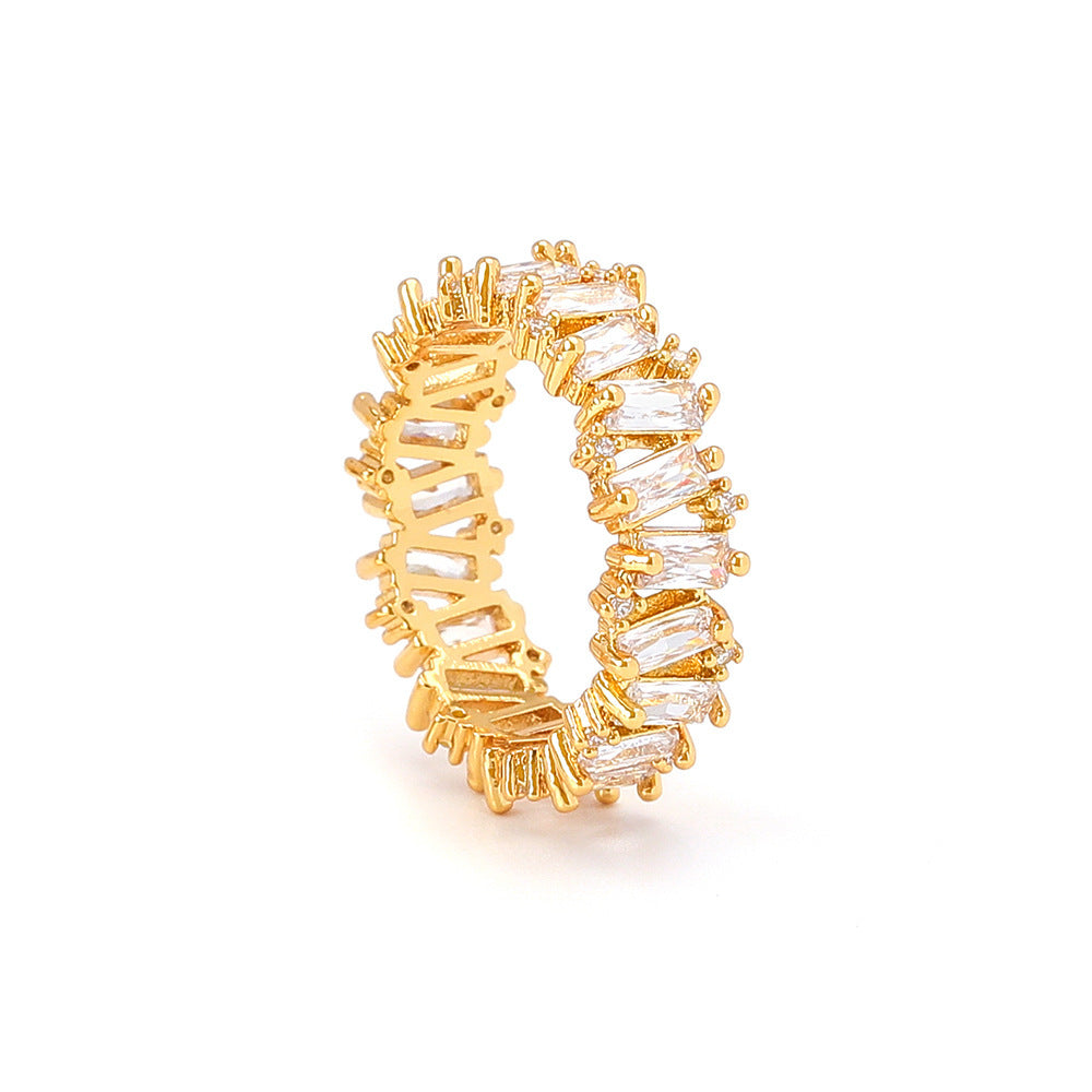 Unisex Copper Ring Polished Gold Geometric Design Hip Hop Ring Jewelry Gift for Fashion Everyday Wear Look Now