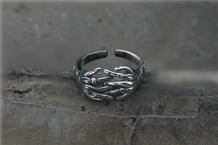 Unisex Electroplated Alloy Interlocking Ring Adjustable Opening Fashion Jewelry Gift For Special Occasion Perfect Gift