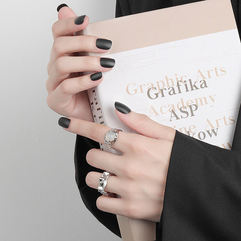 Womens Adjustable Copper Ring Geometric Design Irregular Fold Texture Electroplated Gold Finish Fashion Design