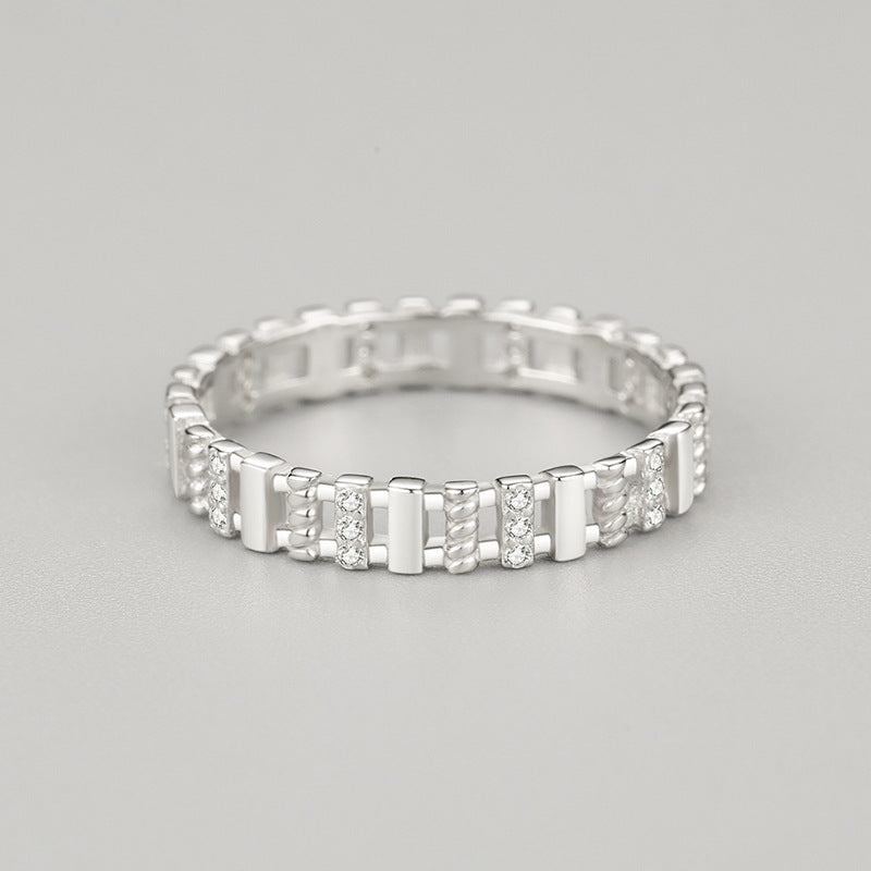 Sterling Silver Ring with Gold Plated Hollow Gemstones