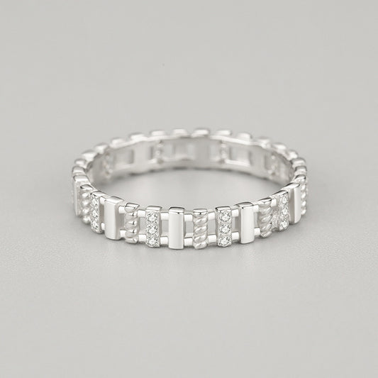 Sterling Silver Ring with Gold Plated Hollow Gemstones