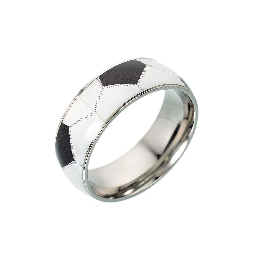 Titanium Steel Sports Ring 8mm Wide Band For Football Fans And Basketball Rugby Baseball Enthusiasts For Athletes