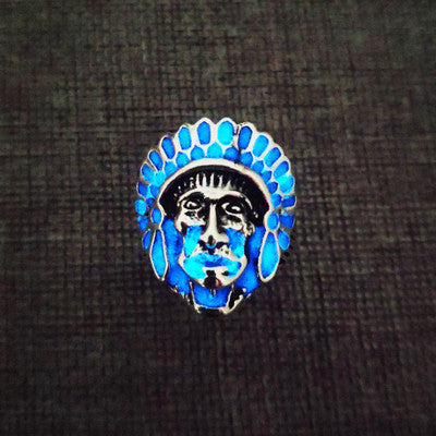 Mens Vintage Alloy Ring Geometric Indian Avatar Adjustable