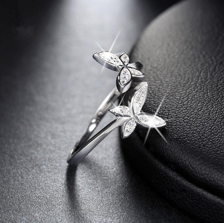 Womens Adjustable 925 Sterling Silver Ring With Flower Design And Cubic Zirconia For Anniversary Gifts For Her