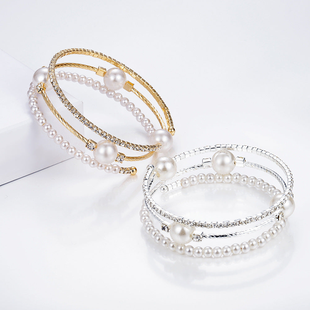 Womens Crystal Rhinestone Geometric Alloy Bangle Bracelet for Anniversary Celebrations and Trade Fairs Employee Gifts