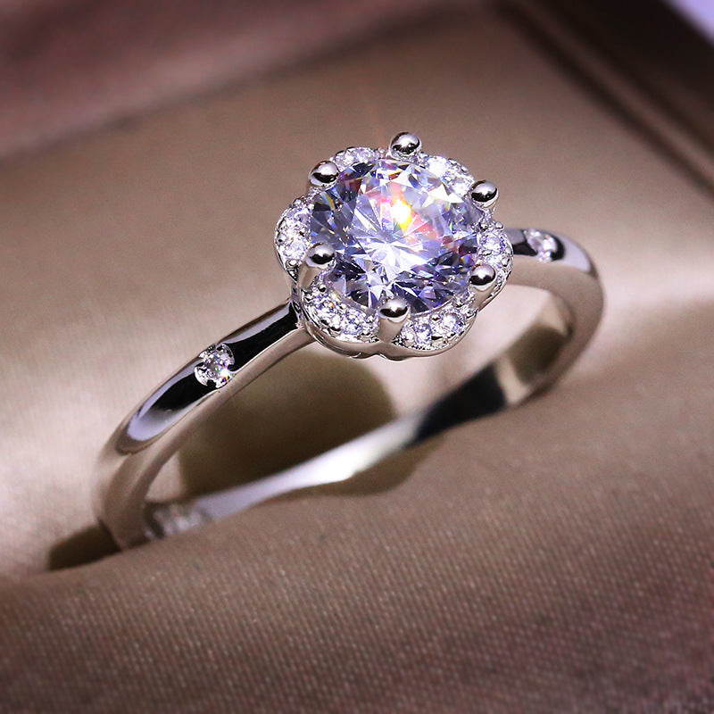 Simulated Diamond One Carat Ring For Women Classic Solitaire Jewelry Elegant Gift For Her With Comfortable Fit