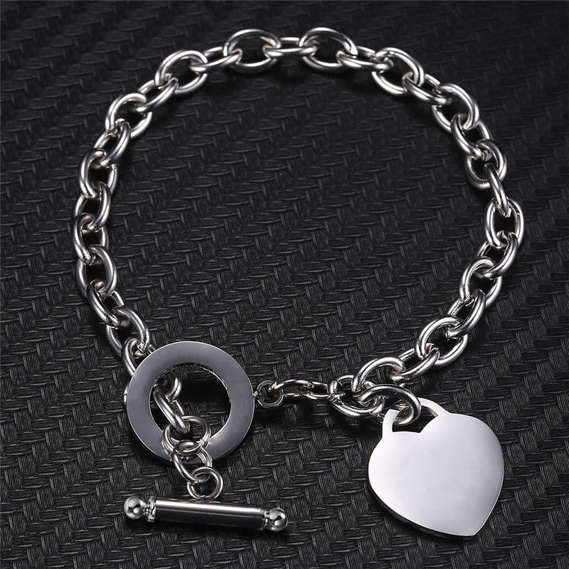 Womens Heart Bracelet Stainless Steel Electroplated Jewelry Gift For Her HeartShape Fashion Women Style Simple