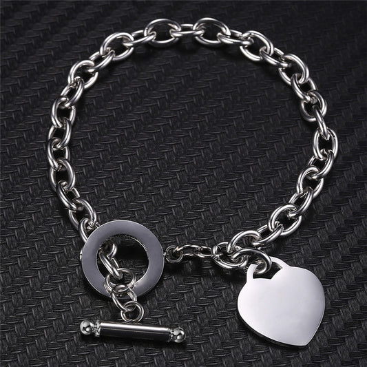 Womens Heart Bracelet Stainless Steel Electroplated Jewelry Gift For Her HeartShape Fashion Women Style Simple