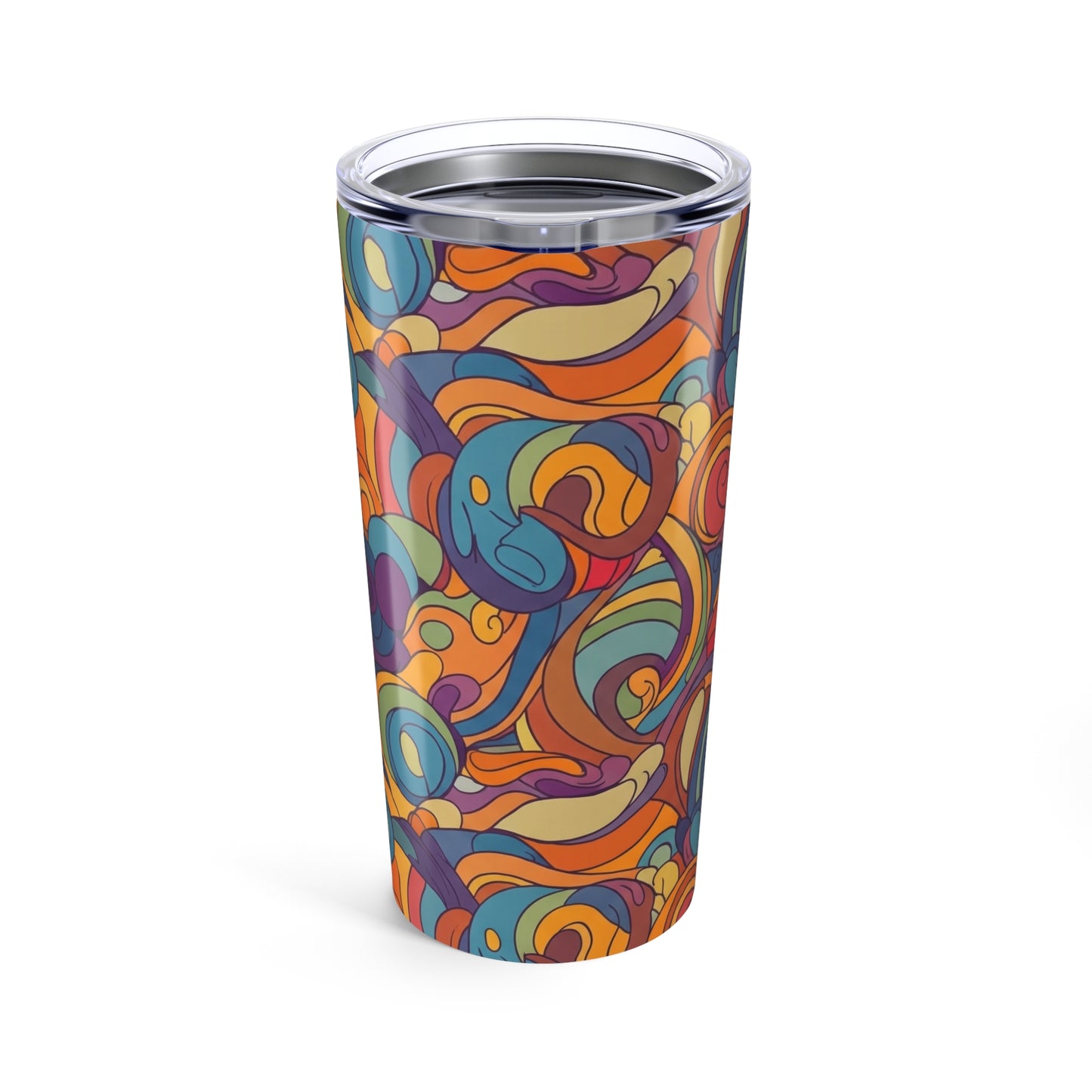 20 Ounce Stainless Steel Tumbler With Printed Pattern Double Wall Insulation Spill Resistant Thermal Cup