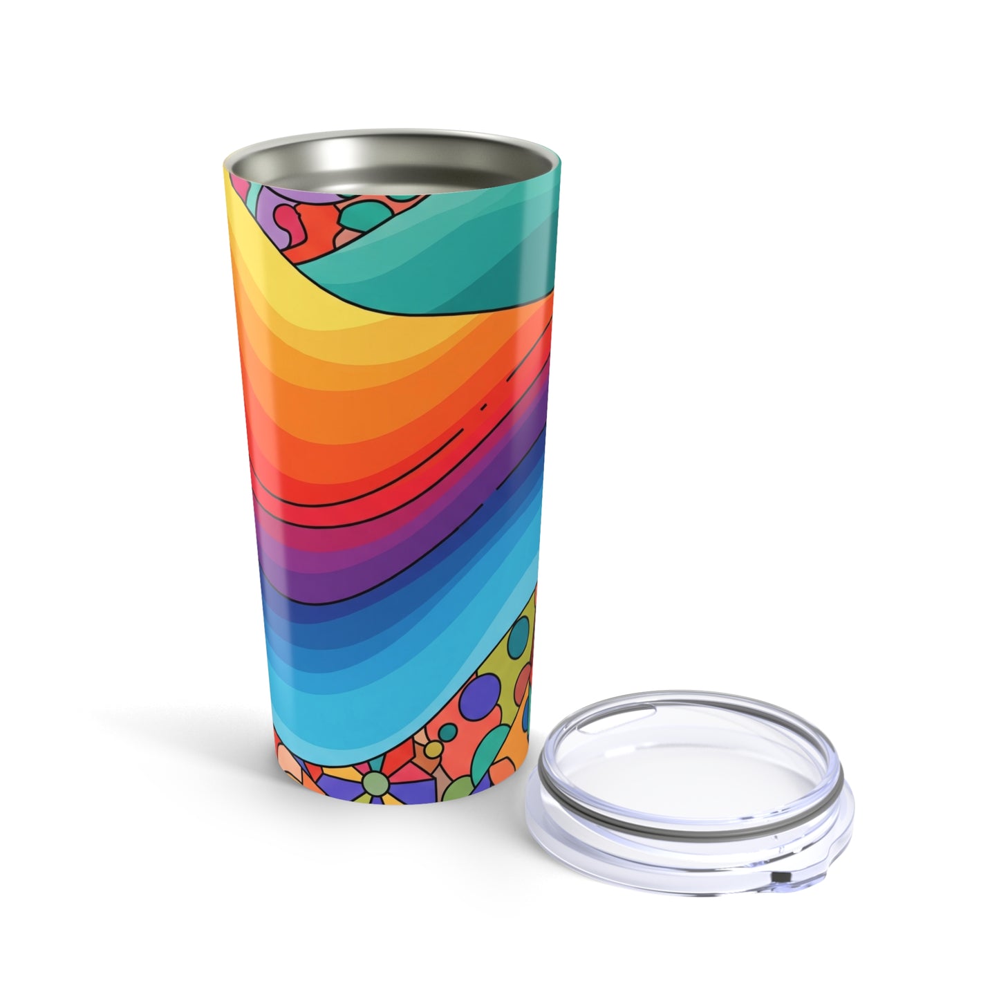 20oz Stainless Steel Tumbler With Double Wall Vacuum Insulation Printed Design Spill Resistant For Hot And Cold