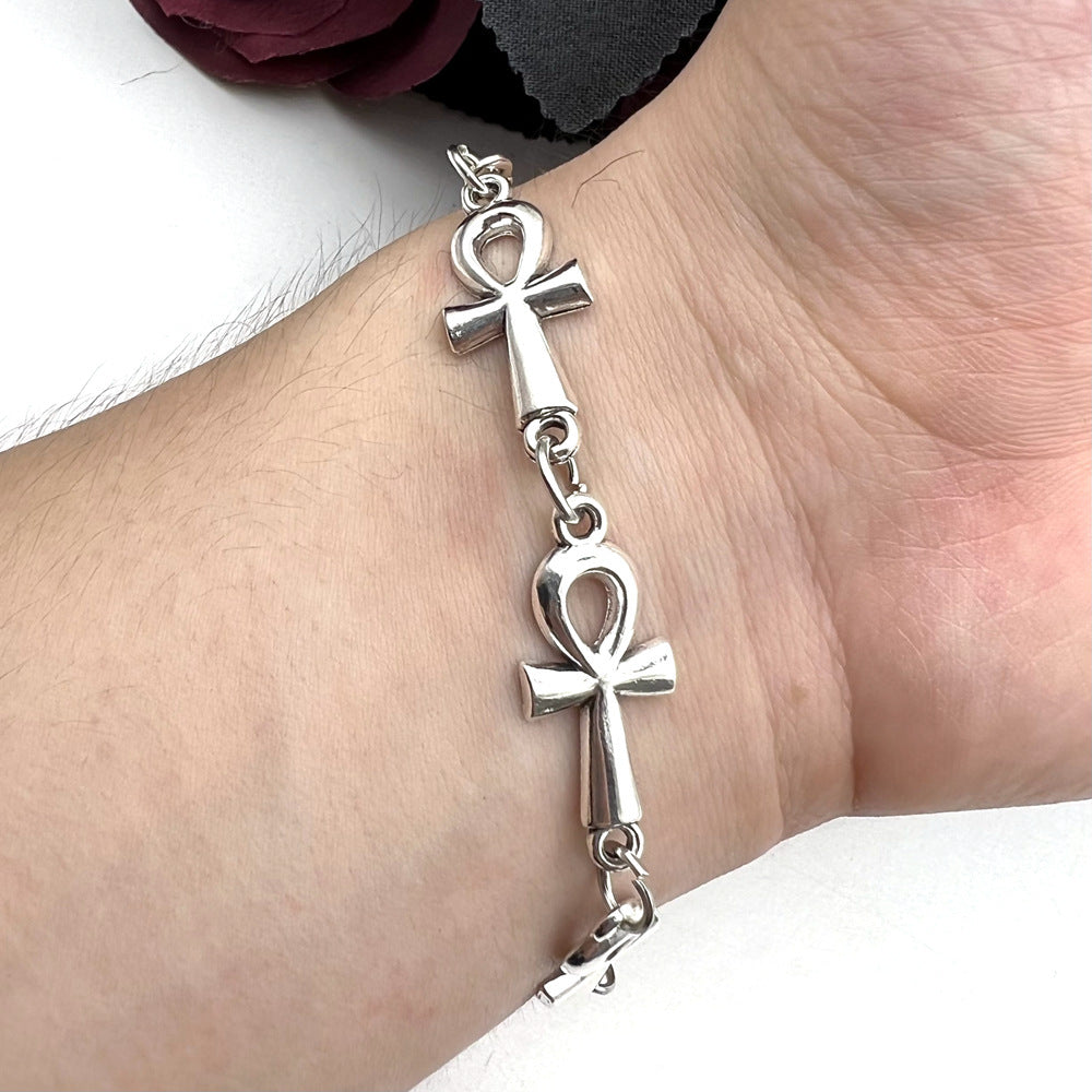 Couples Gothic Cross Bracelet Geometric Alloy Antique Silver