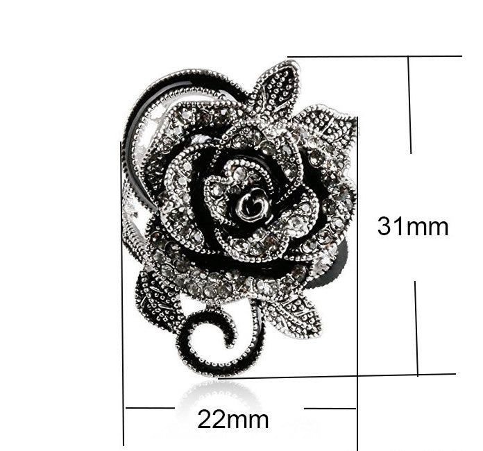 Vintage Lady Ring Creative Rose Silver Plated Micro Inlay Crystals Jewelry Crafted From Durable Alloy Timeless