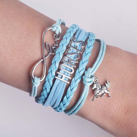 Infinity Love Horse Leather Bracelet Equestrian Jewelry Horse Lovers Timeless Infinity Symbol Design Adjustable