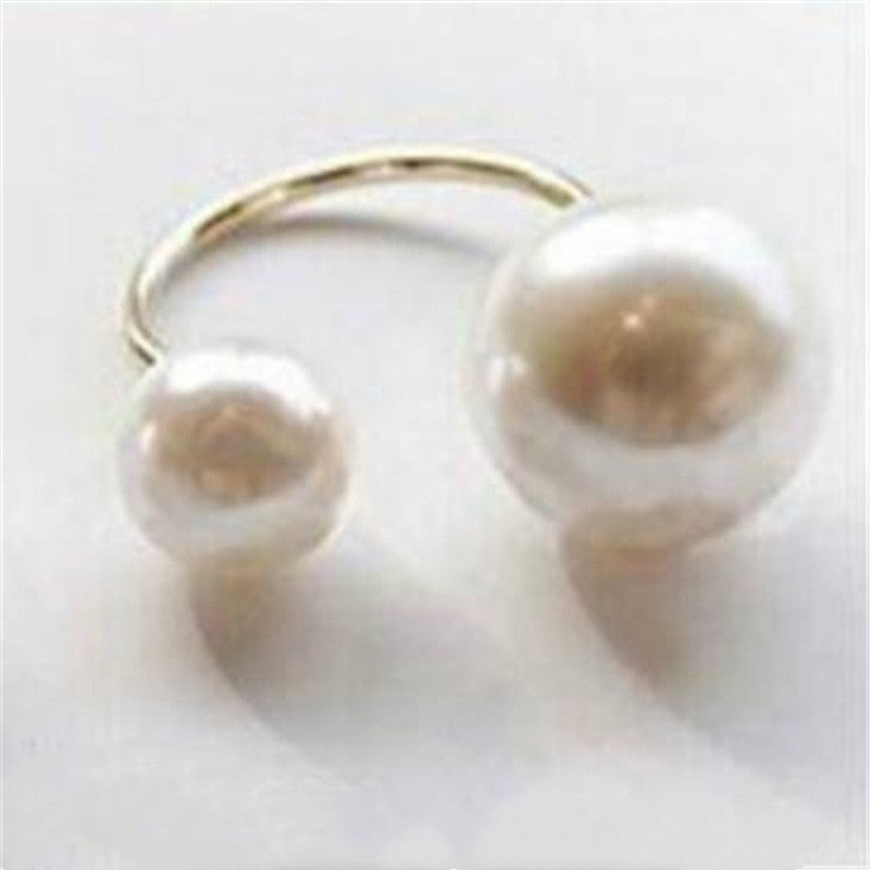 Elegant Pearl Ring Adjustable Alloy Band With 6mm And 8mm Pearls For Everyday Jewelry And Fashion For Daywear