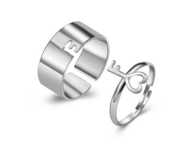 Womens Alloy Metal Ring Set Retro Geometric Chain Rings European Design Electroplated Gold And Silver Tone Fashion