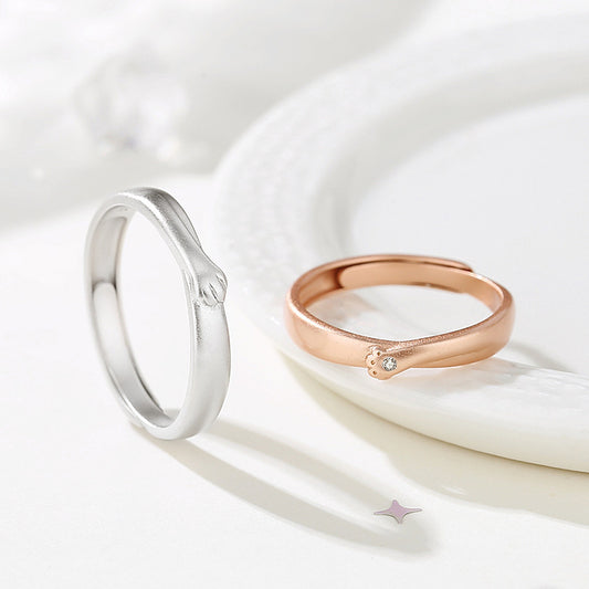 Sterling Silver Cat Paw Ring Retro Korean Fashion For Women And Men Cute Animal Couple Electroplated Finish Accessory