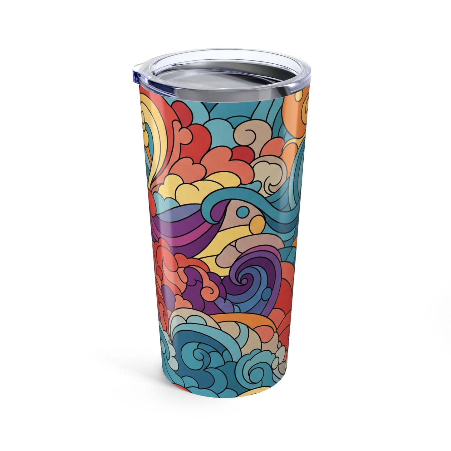 20 Oz Stainless Steel Tumbler With Printed Design Double Wall Vacuum Insulated Leak Proof For Hot And Cold