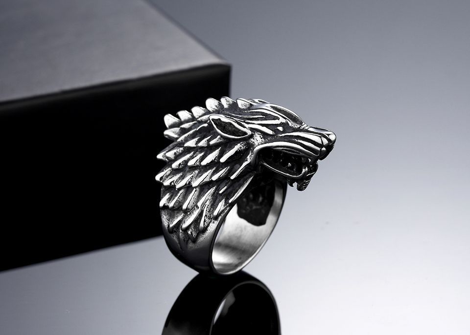 Mens Titanium Steel Ring Vintage Wolf Head Zodiac Sign Ring For Men Durable Bold Statement Accessory Everyday Wear