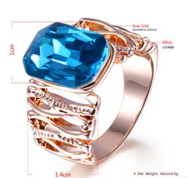 Rose Gold Bamboo Bar Gemstone Ring Classic Jewelry Ring