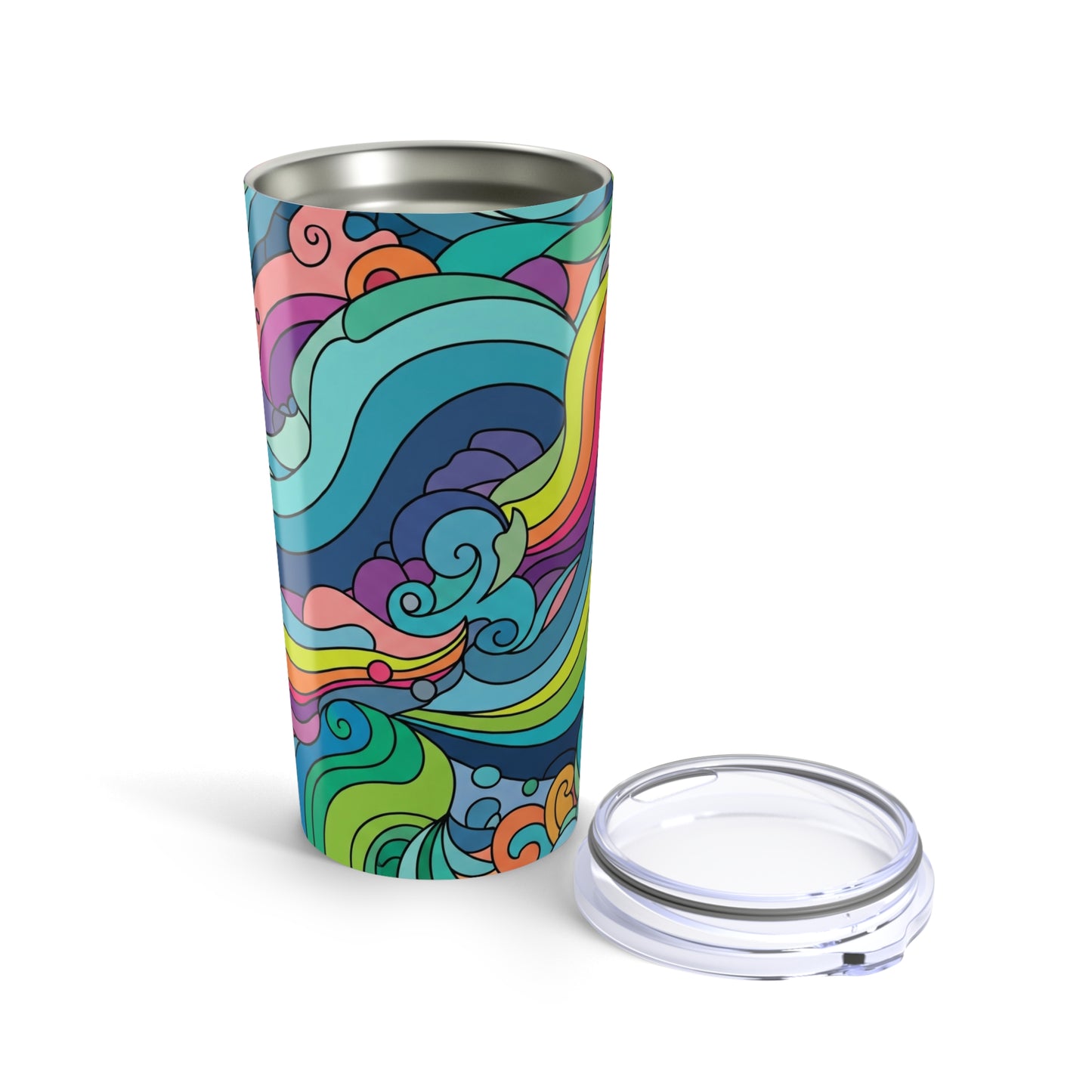 20oz Stainless Steel Printed Tumbler With Double Wall Vacuum Insulation Leak Proof BPA Free Hot Cold Drink