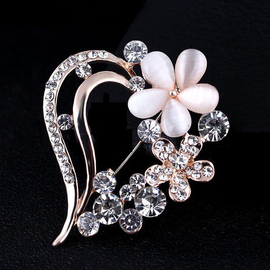 Opal Brooch Alloy Korean Style Womens Animal Pin Accessory