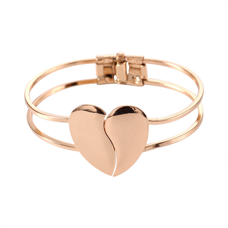 Womens Double Heart Bracelet Alloy Metal Electroplated Finish Heart Shaped Design Jewelry Fashion AccessoryGem