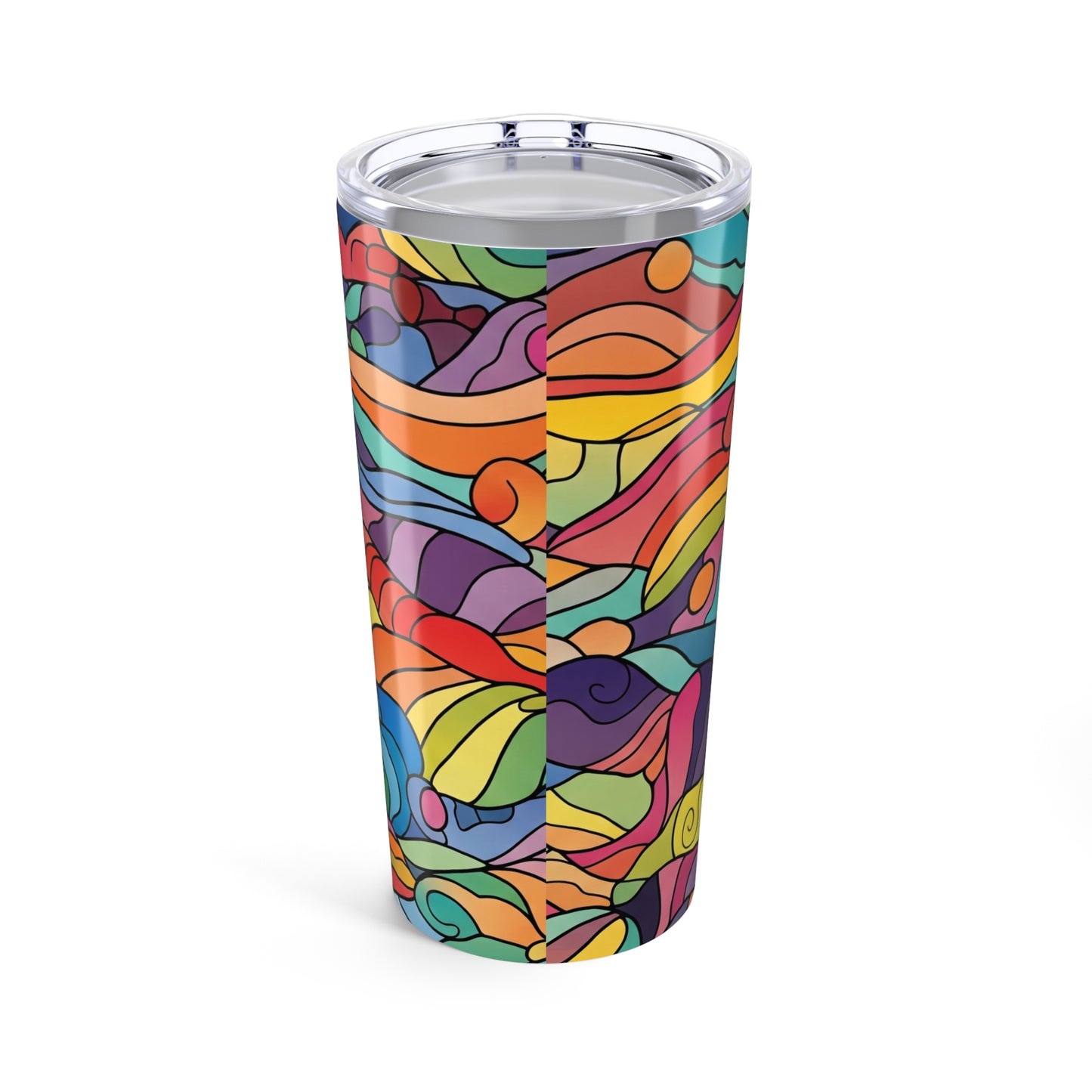 20 Oz Steel Tumbler With Printed Design Double Wall Vacuum Insulated Travel Mug Durable For Hot Or Cold Beverages