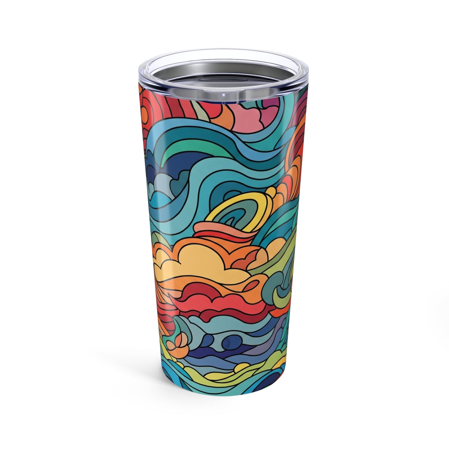 20oz Stainless Steel Travel Tumbler With Full Printed Graphic Double Wall Vacuum Insulation Leak Proof Thermal Mug
