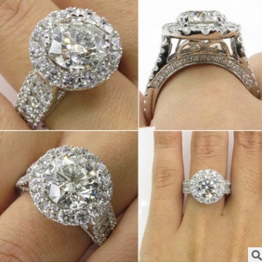 Ladies Flower Ring Gemstone Diamond Accent Alloy Jewelry