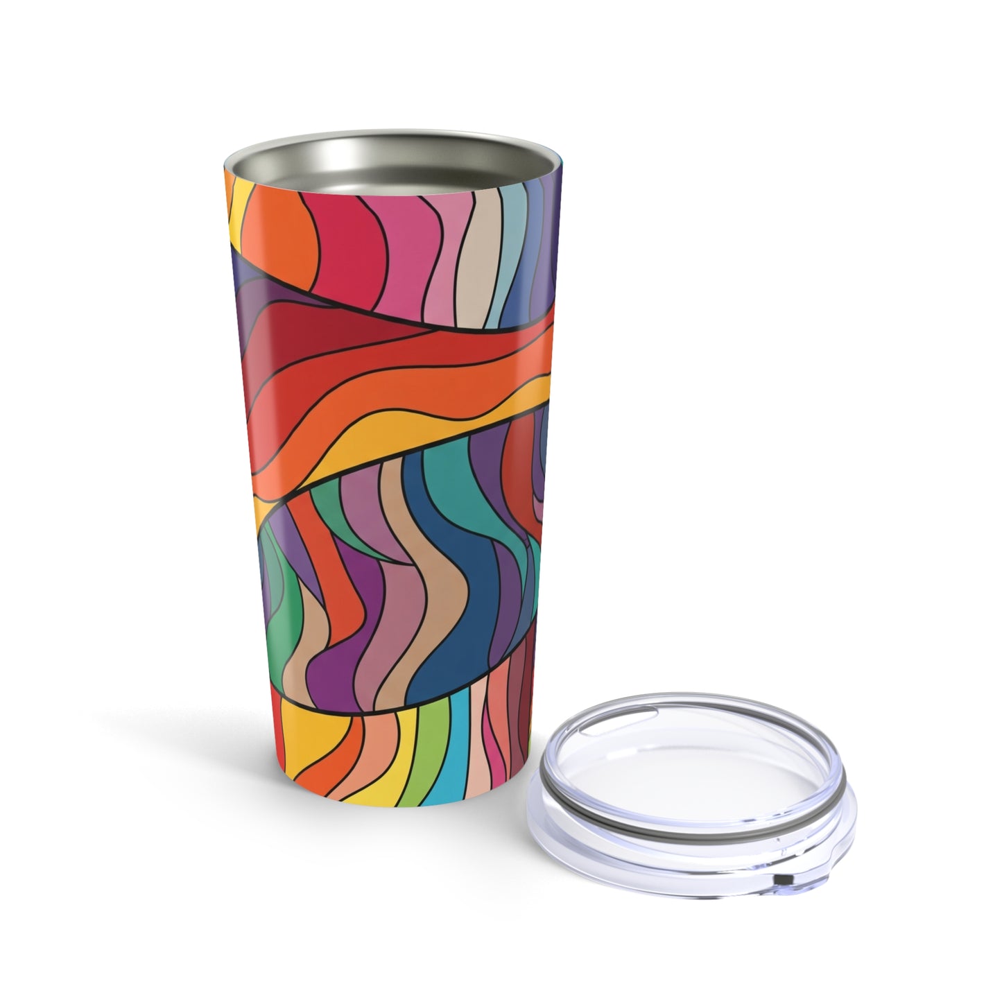 20 Oz Stainless Steel Travel Mug With Printed Design Double Wall Vacuum Insulated Spill Resistant Dishwasher Safe