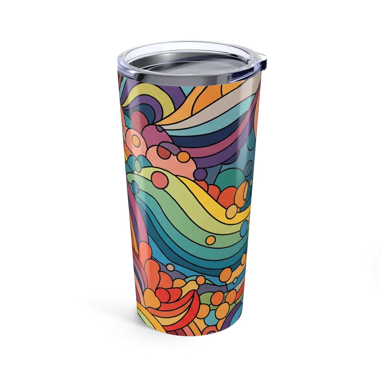 20oz Stainless Steel Tumbler With Printed Artwork Double Wall Vacuum Insulated Leak Proof Hot Cold Drinks Durable