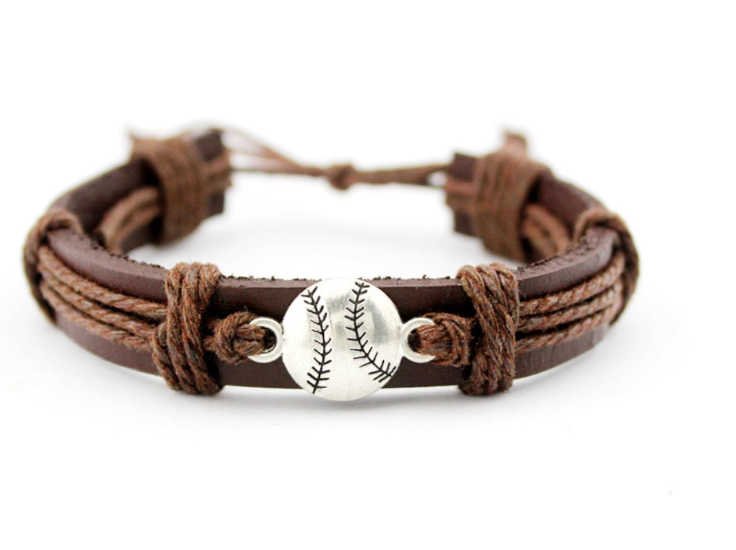 Unisex Hand Woven Leather Bracelet Adjustable Alloy Wax Rope Braided European American Fashion Jewelry Handcrafted Gift