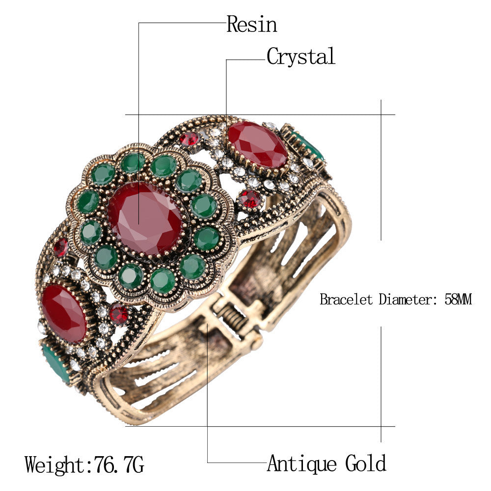 Geometric Bracelet Electroplated Alloy Inlaid With Artificial Gems And Semi Precious Stones Elegant Everyday Wear